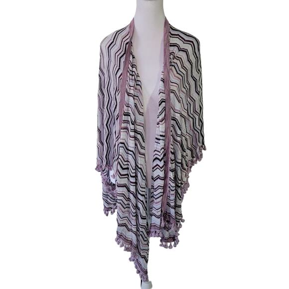 White House Black Market Sweaters - White House Black Market	Size	M/L	Chevron Cape Poncho Tassels Multi Color Easter
